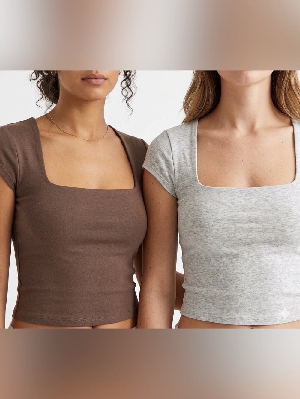 Garage Square Neck Short Sleeve Crop Tops Size Small Brown + Heather Grey Bundle